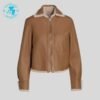 Beautiful Brown Women Zipper leather Jacket WJ-003