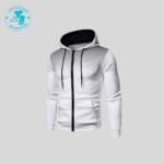 Beautiful White Hoodie With Black Zipper French Terry MH-006