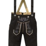 Traditional Bavarian Long Lederhosen with Embroidery and Suspenders LH(012)